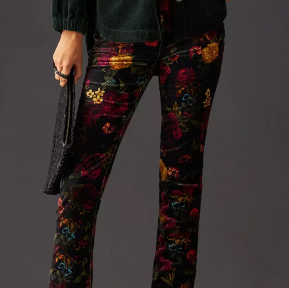 Pilcro Midrise Velvet Floral Skinny Jeans - Picture 2 of 11